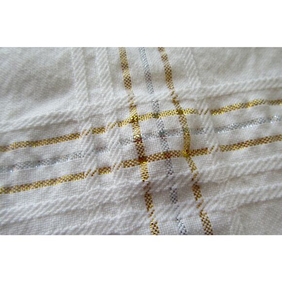 Tablecloth 8 Napkins Cream Gold & Silver Thread Holiday Christmas 60 X 56 Inches - Picture 7 of 7